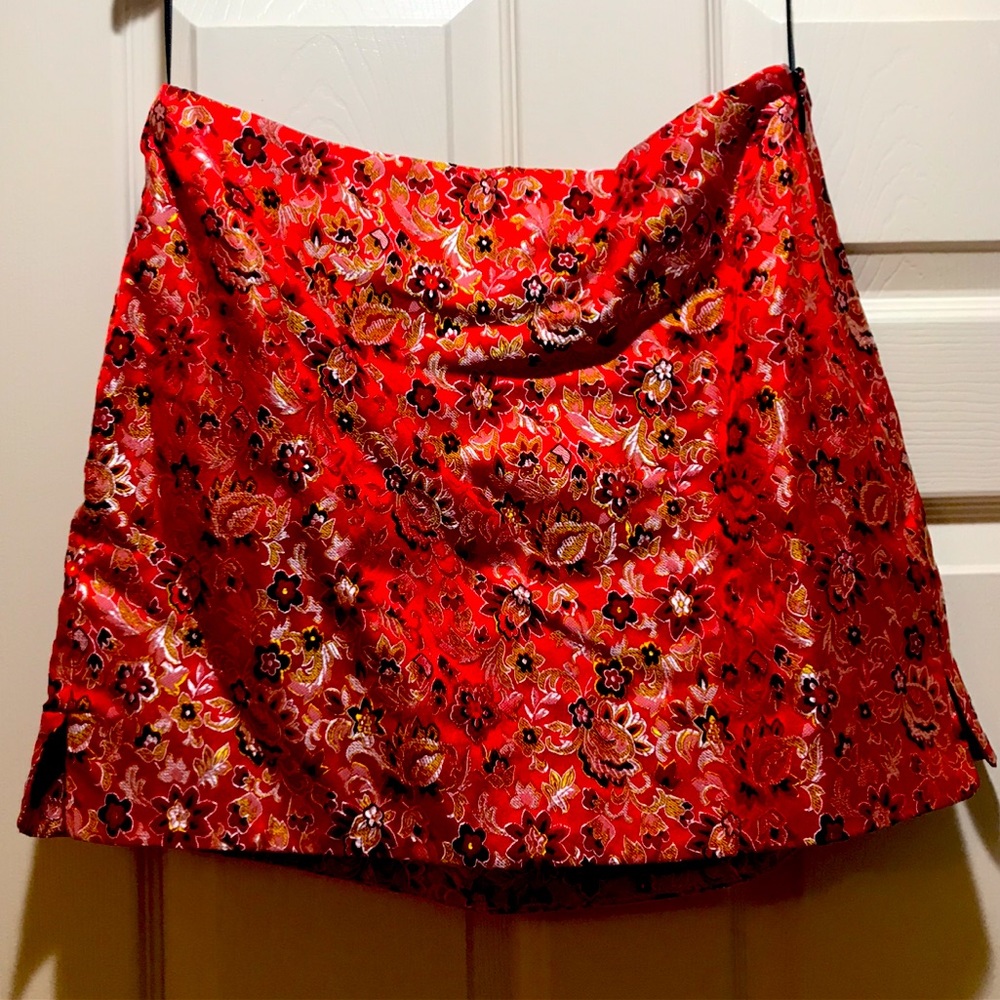 Nasty Gal Red Print Mini Skirt